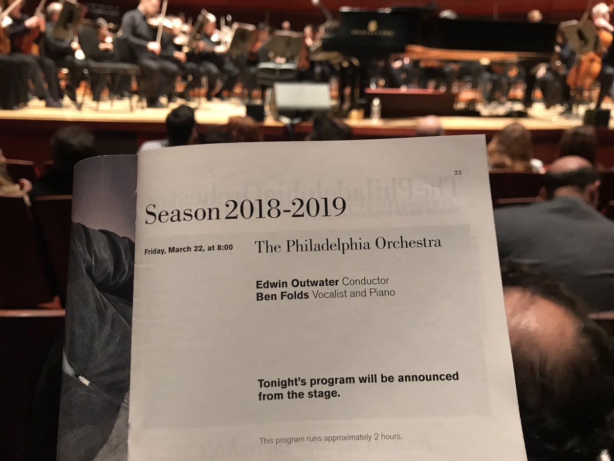 JoseSPiano's tweet photo. Tonight in Verizon Hall @KimmelCenter: @BenFolds with the @philorch #ArtsEdImpact #MusicEducation #PhilOrchHEAR https://t.co/WfIbOUIYa1