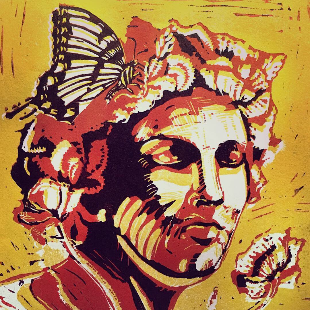 JessicaSchoell's tweet photo. Throwback to a #linocut #printmaking piece. Inspiration came from Russian Porpoganda art and butterflies, since I always love combining ideas that don’t belong together.
.
.
#propoganda #female #portrait #illustration https://t.co/0UI9f11gfS
