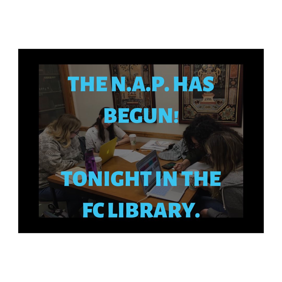 FCLibrarianBW's tweet photo. Night Against Procrastination is going on NOW! #fcfalcons #floridacollegelibrary #nap2019 https://t.co/BqPjgNZMIN