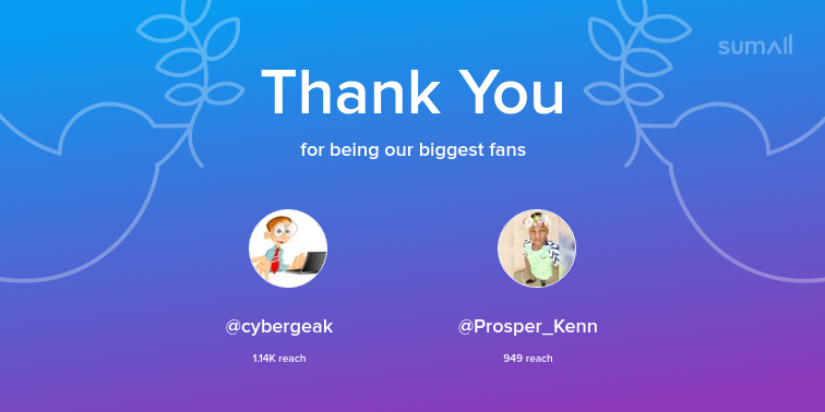 coricsbelarmino's tweet photo. Our biggest fans this week: @cybergeak, @Prosper_Kenn. Thank you! via https://t.co/CaGv0V3enT https://t.co/axgSBSxPzn