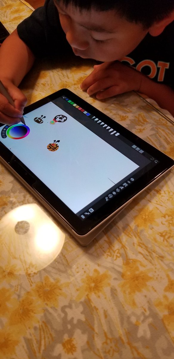 bulls96's tweet photo. My 5 yr old son is always excited to use my #SurfaceGo thank you @panos_panay and @surface team for unlocking his creativity #surfacepen #sketchableapp https://t.co/7bvi6m31MS