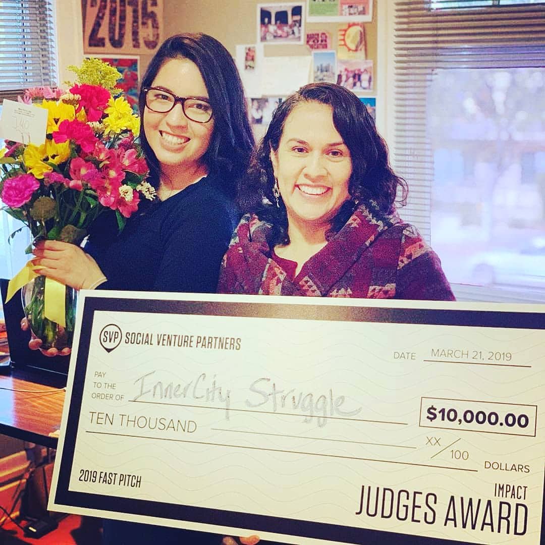 ICSEastLA's tweet photo. Congratulations to our Community Justice Organizer and alumna J-Mo for winning 10k at last night #fastpitch2019 @svplosangeles to expand our work to fight for renters rights. Where half of all renters struggle to make their rent. #adelante #rentersrights https://t.co/st6vsArWEv
