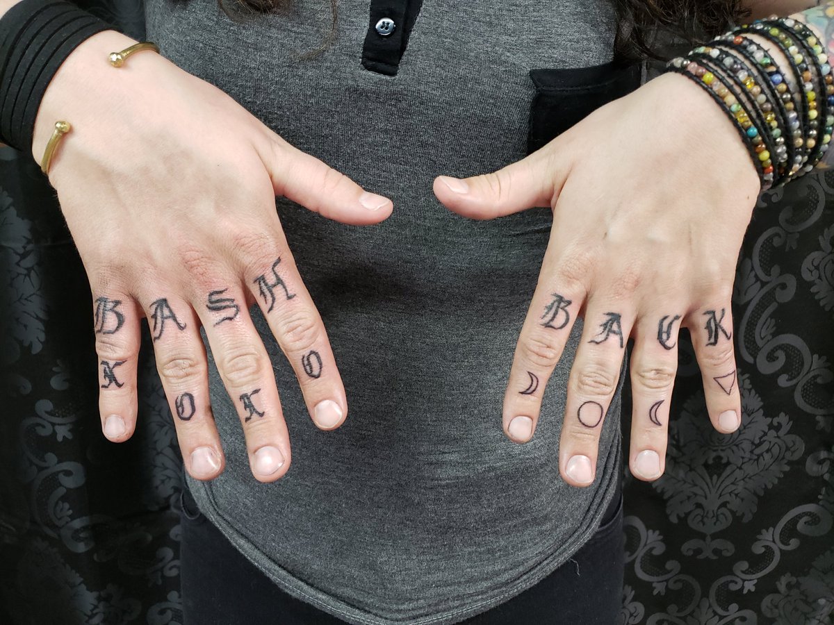 BASH BACK knuckle tattoos by Rosemary today! #transgirlmagic, image size:1200x900
