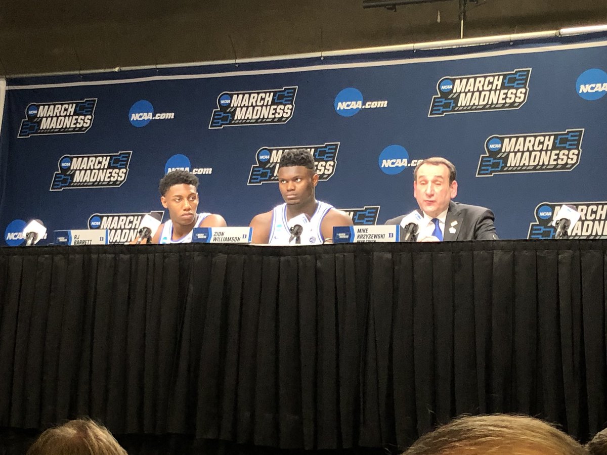 Swany8's tweet photo. Coach K on NDSU: “I thought we beat a really good team today, a championship team. Over the last month ... they were the best team in their league ... They’ve been playing beautiful basketball, I’ve watched at least six of their games. They return everybody, watch out now.” https://t.co/3nICYjvqTh