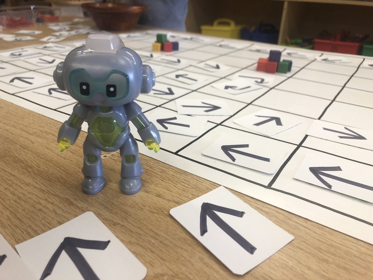 MsCDiep's tweet photo. This #DiscoveryRobot was a perfect addition to our #coding table. This @McDonaldsCanada #happymeal buddy is the perfect size for our grid. Ss wanted to add a code for “jump”, so we came up with a symbol together. #kindergarten #unpluggedcoding #STEM #responsivepedagogy https://t.co/ulZeRTdUoq