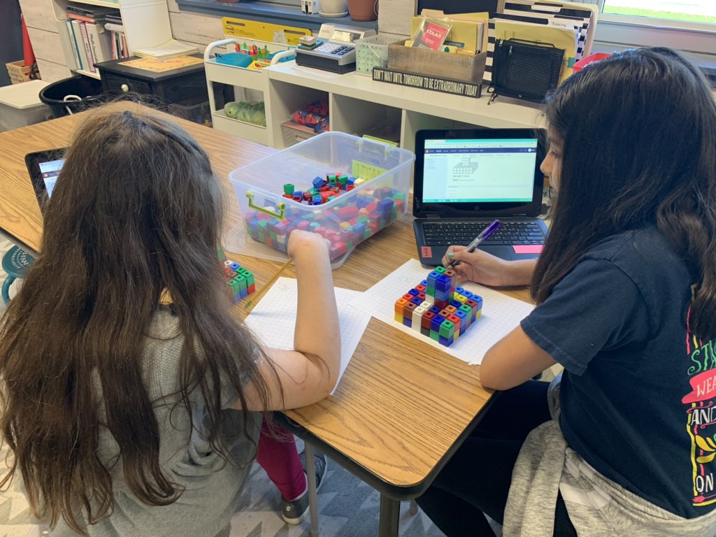 b_schulte12's tweet photo. I caught these two using MATH TOOLS to solve our Volume Challenges today! I just can’t get enough! #proudteachermoment 🥰
Way to go, ladies!
#NOTanotherworksheet #CCISDlearns #ccisdelemath #5th https://t.co/Esj1AtIaZa