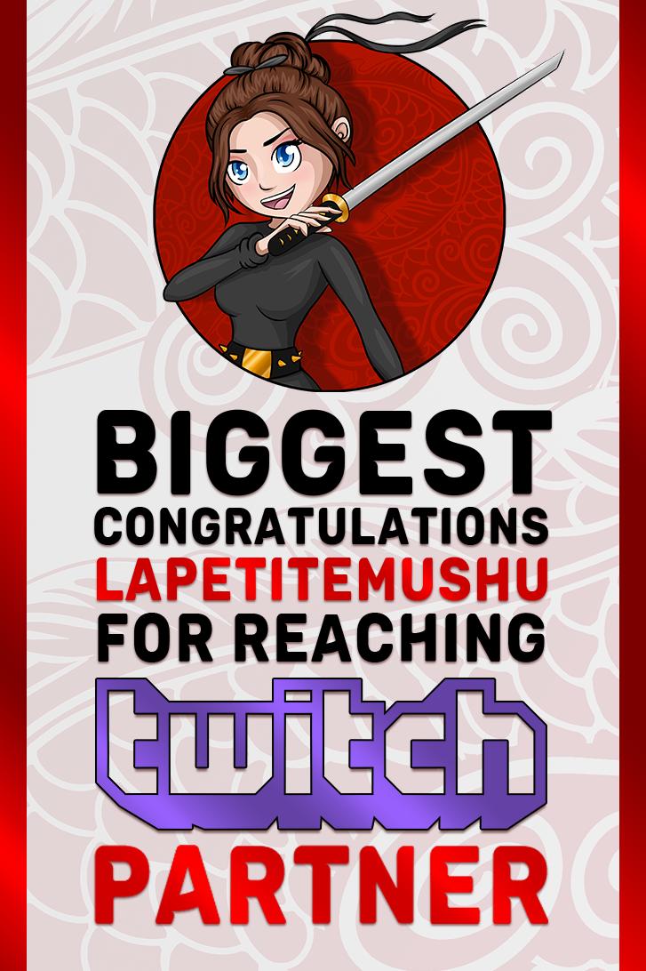 PFM_Gamers's tweet photo. HUUUUGE CONGRATULATIONS @mushu_la  for becoming a @twitch partnered! We in the pfm community are very proud of your great and well deserved achievement! 🎉🎉🎉 https://t.co/NstBGyI2i7