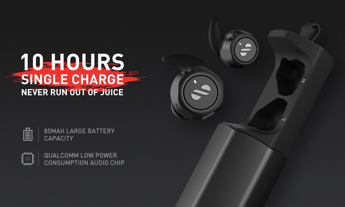 AirLoopTech's tweet image. Introducing AirLoop superpower technology. 10 hours on a single charge for earbuds only, the charging box provides an extra 80 hours of power.