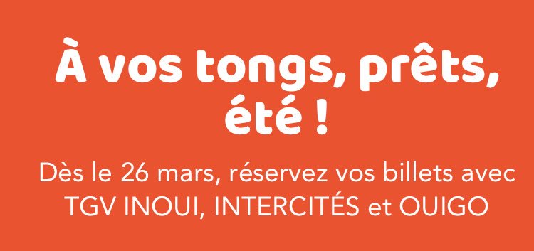 📣 mardi 26 mars, ouverture des réservations pour voyager cet été avec  <a href="/TGVINOUI/">TGV INOUI</a> @ouigoSNCF <a href="/Intercites/">Intercités</a> au meilleur prix ☀️☀️☀️