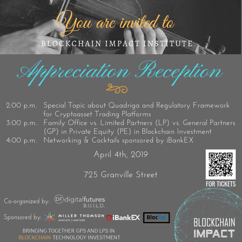 manieeagar's tweet photo. Proud to be a co-organizer of the Blockchain Impact Appreciation Reception that is taking place on April 4 at Miller Thomson, in Vancouver, Canada. This event is co-organized by #DigitalOneAsset and #DigitalFutures and sponsored by #iBankDigitalAsset, #BlocPal and #MillerThomson https://t.co/dTnk27LNyv