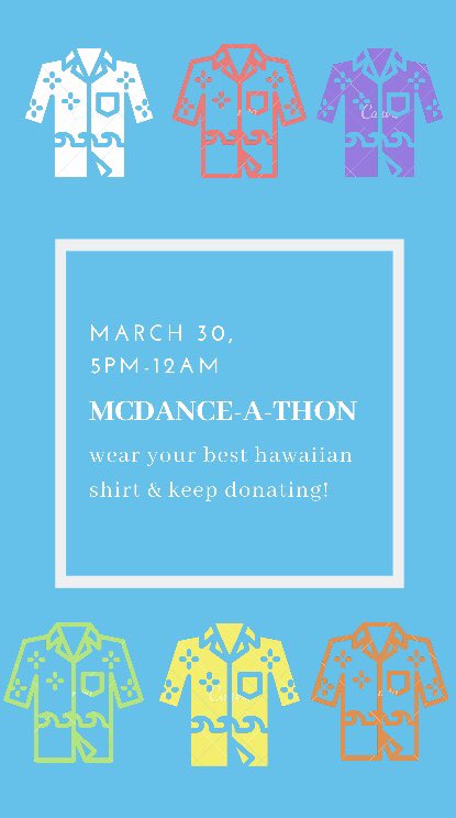 Only 8 more days til McDanceathon! Don’t forget to show up March 30 in your best Hawaiian shirts. And keep donating, every penny counts!