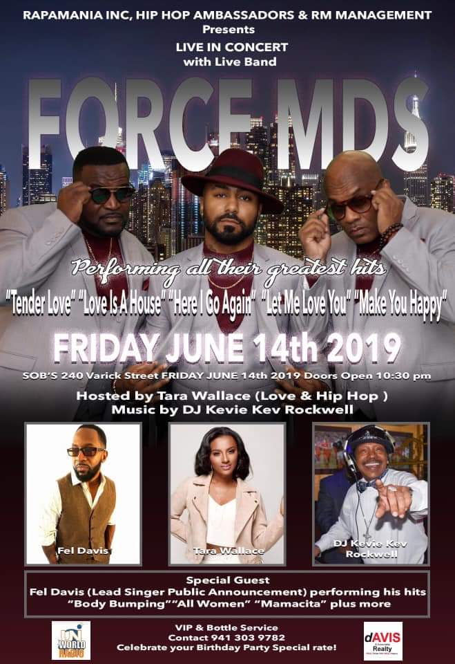 kevingray40's tweet photo. #SOBs Friday June 14th 2019
Tickets On Sale Friday March 22nd 
Get your tickets in advanced this will be #SoldOut   
RAPAMANIA INC, HIP HOP AMBASSADORS &amp; RM MANAGEMENT  
Presents 
LIVE IN CONCERT
with Live Band
THE FORCE MD’s
Performing all there hits https://t.co/1eXHhBNDSc