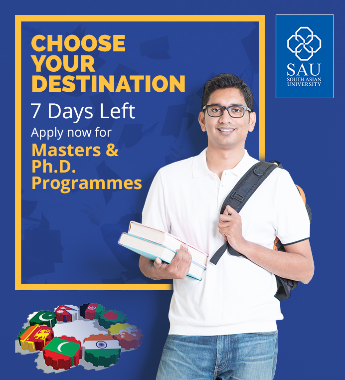 SouthAsianUni's tweet photo. Last 7 days to apply!!

The South Asian University is an International University  offers Masters and PhD programmes.

To apply click here - https://t.co/D0nv8Ps3Vn

#studyatSAU #SAUAdmissions2019 #Studyabroad #PhD https://t.co/IlnMb51Vcl