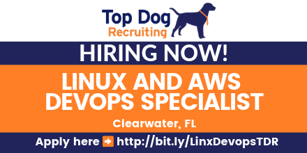 #Hiring LINUX AND AWS DEVOPS SPECIALIST - FL #jobs #jobsearch #jobseeker #jobshiring #Linux #RedHat #CentOS #Jenkins #Docker #MySQL #MonogDB #AWS 
#Ansible #Chef #Puppet RubyonRails #PCICompliance #Clearwater #FL
Apply here bit.ly/LinxDevopsTDR
