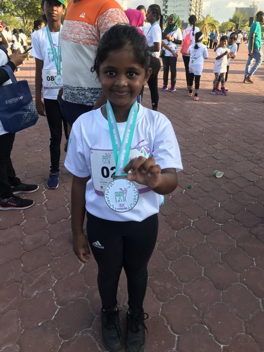 In the 5km #maldiveswomensrun2019. It is with pride we celebrate the medals they each brought to the club. An extra clap goes to Thana who finished the race in 27mins winning the first place in the under13 category. Keep running girls and make the nation proud 🏃🏽‍♀️😍🙏