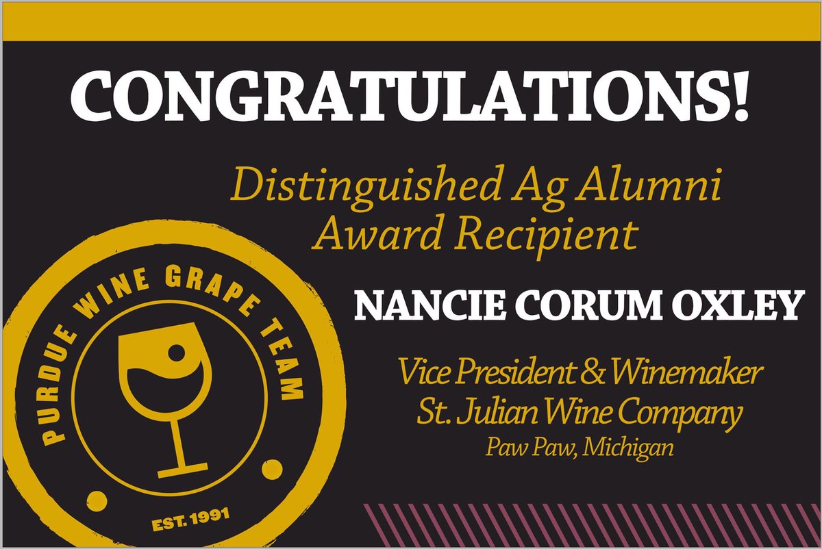 We are thrilled for our #alumni Nancie to receive the Distinguished Ag Alumni Award! @stjulianwinery  <a href="/PurdueFoodSci/">Purdue Food Science</a>