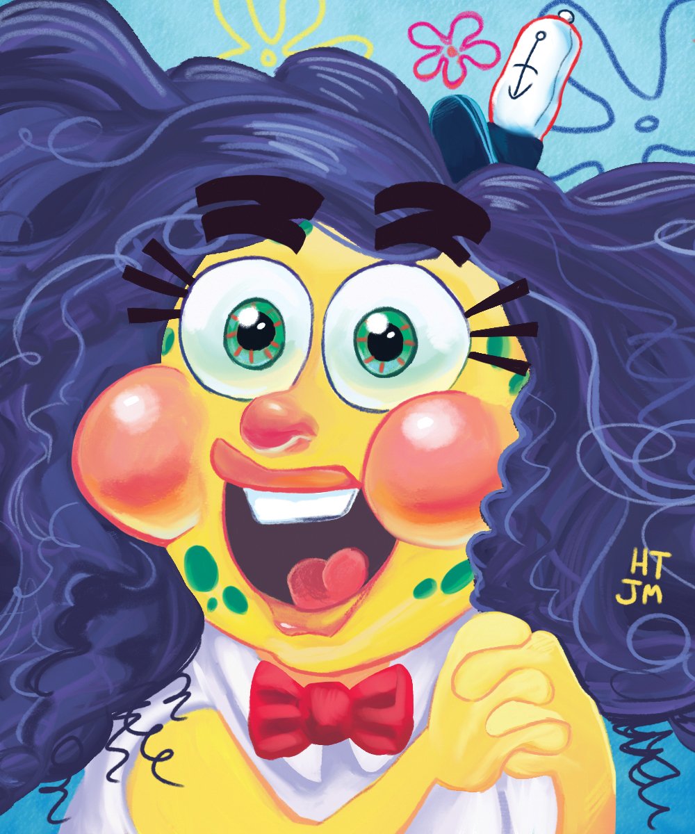 haileytjmclaugh's tweet photo. Excited to announce that I will be participating in @Zinepants , a Spongebob Squarepants illustrated zine whose profits will go towards ALS research. Here is my Spongesona- whose hair is not capable of fitting in the frame #healthcodeviolation https://t.co/fbNX5t9zA2
