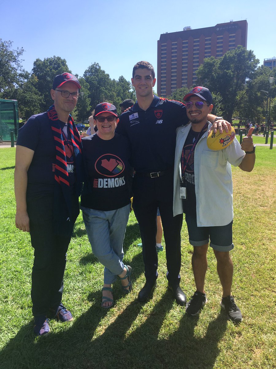 TheRubyDemons's tweet photo. We met the delightful @CJMtwenty before the game in the #WelcomeGame fan zone. We look forward to seeing you in the senior team soon, Corey! #AFLDeesPower https://t.co/AY64GjuNOM