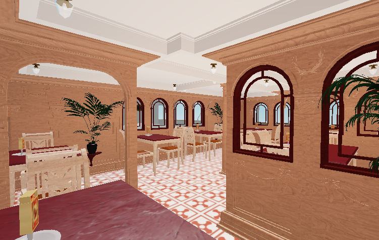 CGT_rblx's tweet photo. The Cafe #FrenchLine #ROBLOX #ROBLOXDev #OceanLiner https://t.co/truA59uvek
