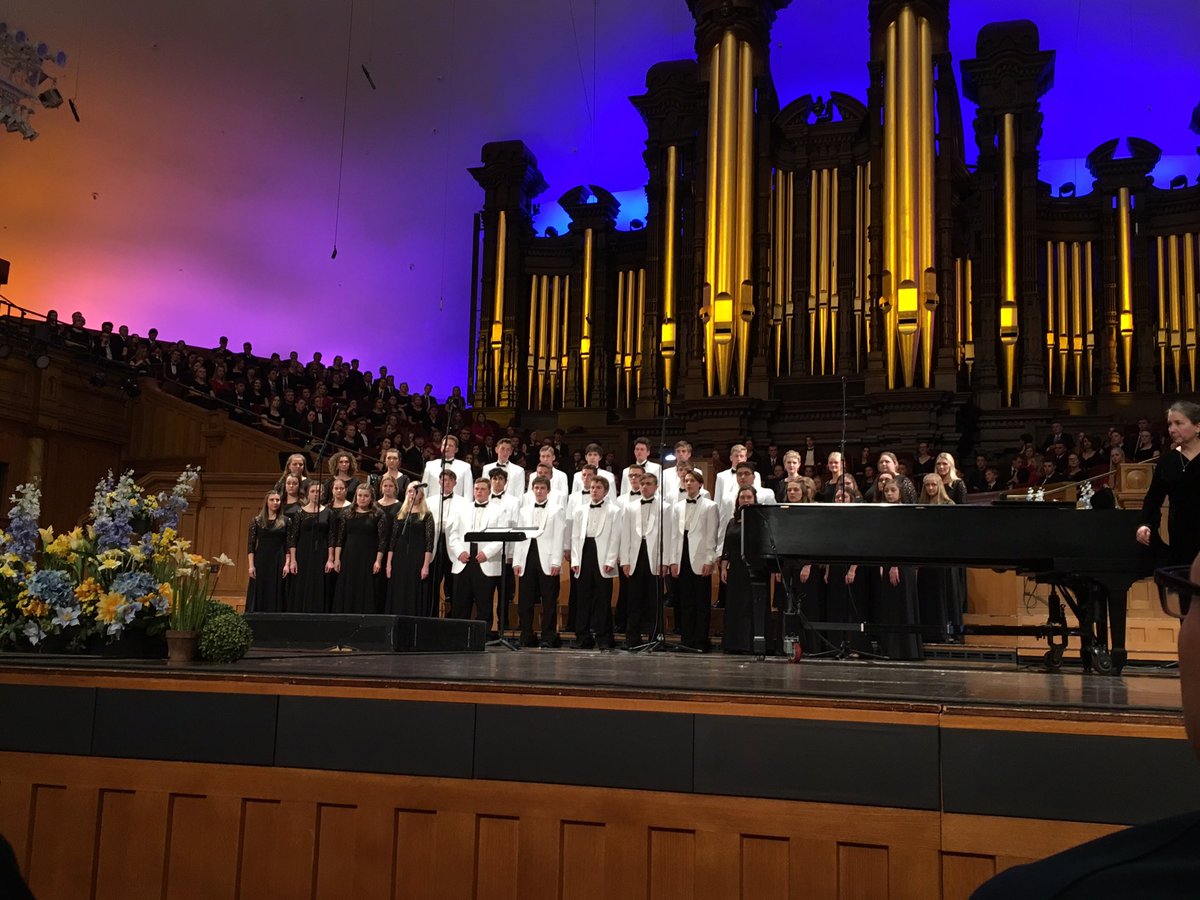 SraMmeDavis's tweet photo. Soul-stirring rendition of Great God Almighty by JHS Madrigals in the SL Tabernacle at the Utah Choral Union Concert tonight!#JuabWaspsSing https://t.co/WOE59l1P4j
