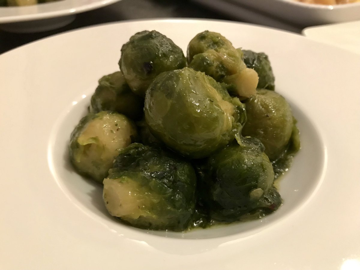 ChefBaudi's tweet photo. BRUSSELS SPROUTS
Olive oil - butter - garlic 🍽
—
Comment:
Cook in well salted water until very tender. Remove with ladle, shock in ice water to keep the green color bright. Steam in butter &amp; olive oil, season to taste with garlic paste &amp; freshly ground pepper. https://t.co/03FZ0ZbBRP