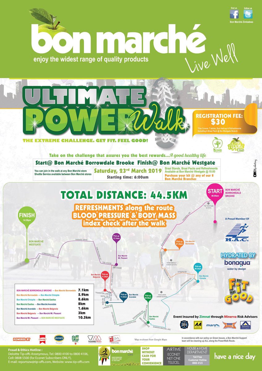 ZiFMStereo's tweet photo. Scenes at the @BonMarcheZim Powerwalk. Checkpoint Borrowdale village 
#UltimatePowerWalk
#getfitfeelgood https://t.co/0hLStcWto6