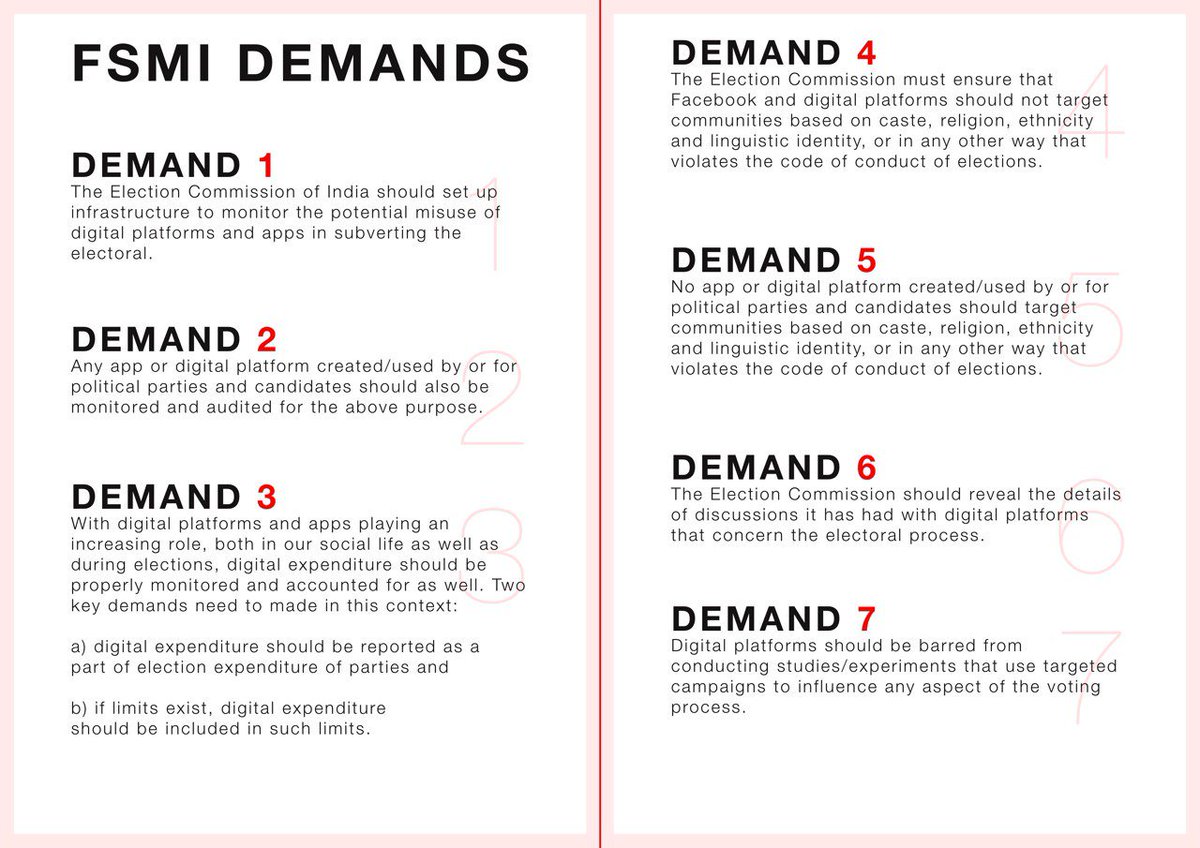SwechaFSMI's tweet photo. Free Software Movement of India's(@fsmi_in) demands to Election Commission of India(@ECISVEEP)

#Tech4Democracy #Tech4Society
#TechnologyForDemocracy #TechnologyforSociety https://t.co/1gwzfSnhqA