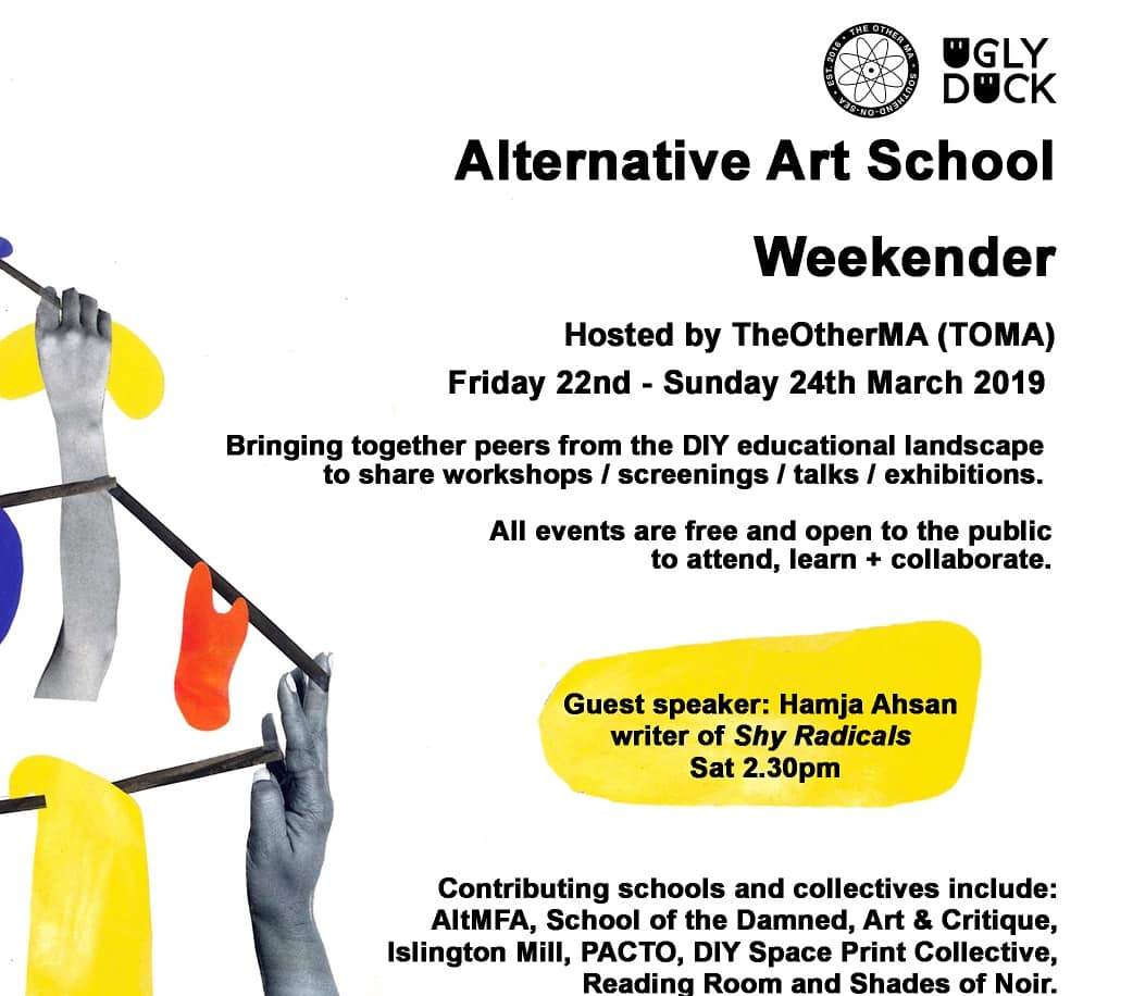 @theotherma_TOMA #alternativeartsweekender today and tomorrow so #london get thee to @WeAreUglyDuck #se1 to enjoy an amazing array of the #altarted #alternativeartsed #alternativeartsschools work #joinin #learn #collaborate