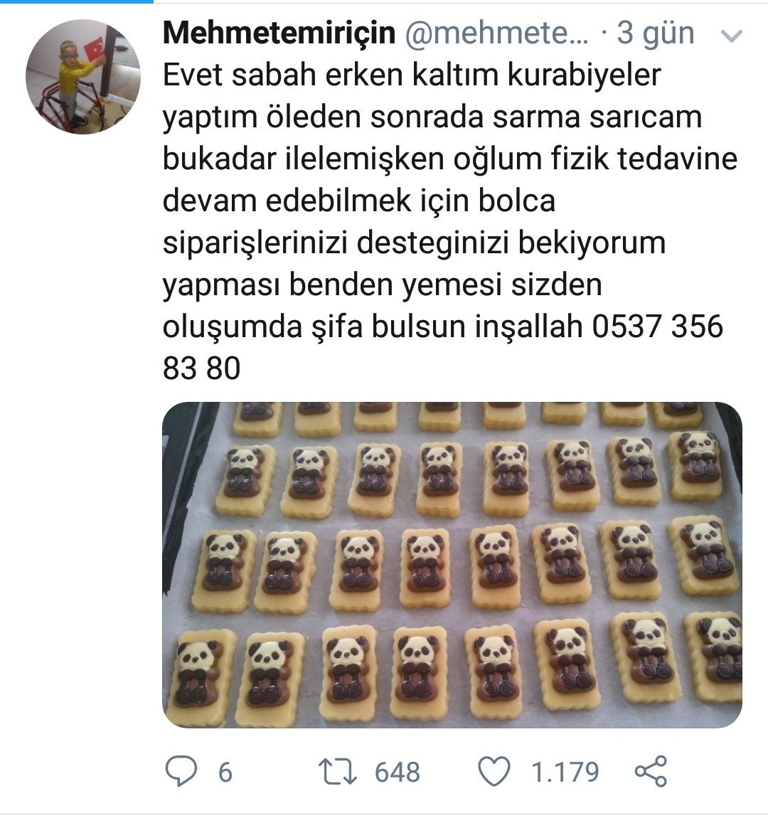 sorakastro's tweet photo. Merhaba, SEREBRAL PALSİ hastası ve dünya tatlısı Mehmet Emir için bir şeyler yapar mıyız? Annesi tedavi masraflarını karşılayabilmek için  kurabiye, sarma, el işi bir çok sipariş alıyor. En azından daha fazla kişiye ulaşmalarını sağlayalım. 🙏🏻#mehmetemiricin @mehmetemiricin https://t.co/WRLZXffJwg