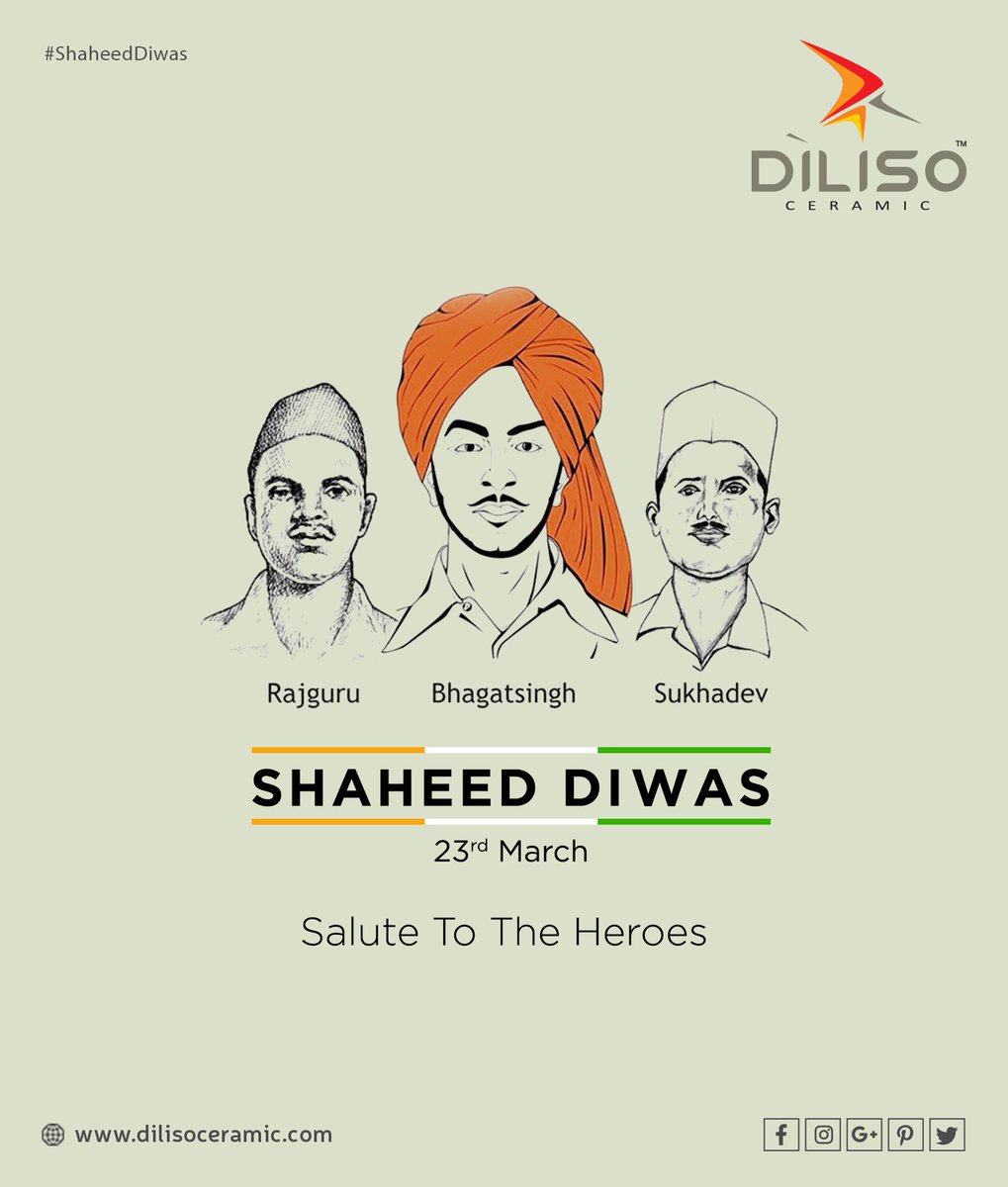 DilisoCeramic's tweet photo. Salute to Real Heroes. 
Martyr’s Day

#SahidDiwas #23rdMarch #shivaramRajguru #Bhagatsingh #sukhdevThapar #Exporter #walldecor #TilesOfIndia #Digitalwalltiles #manufacturer #homedecor #Architecture #dilisodesigns #interiordesign 

https://t.co/ka6pgLLWC4 https://t.co/8rymCAq4Nc