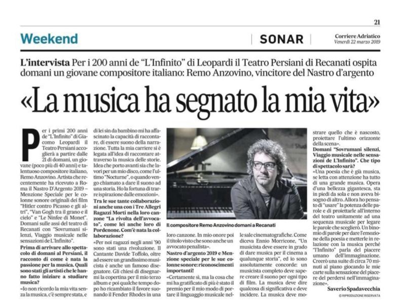LuigiVignando's tweet photo. In viaggio per #Recanati con il Maestro @remoanzovino, stasera in concerto al Teatro Persiani nell'ambito delle celebrazioni per i 200 anni de L'Infinito di #Leopardi. Un onore assoluto. 
#bellastoria #vignapr https://t.co/uXcy2umlrY