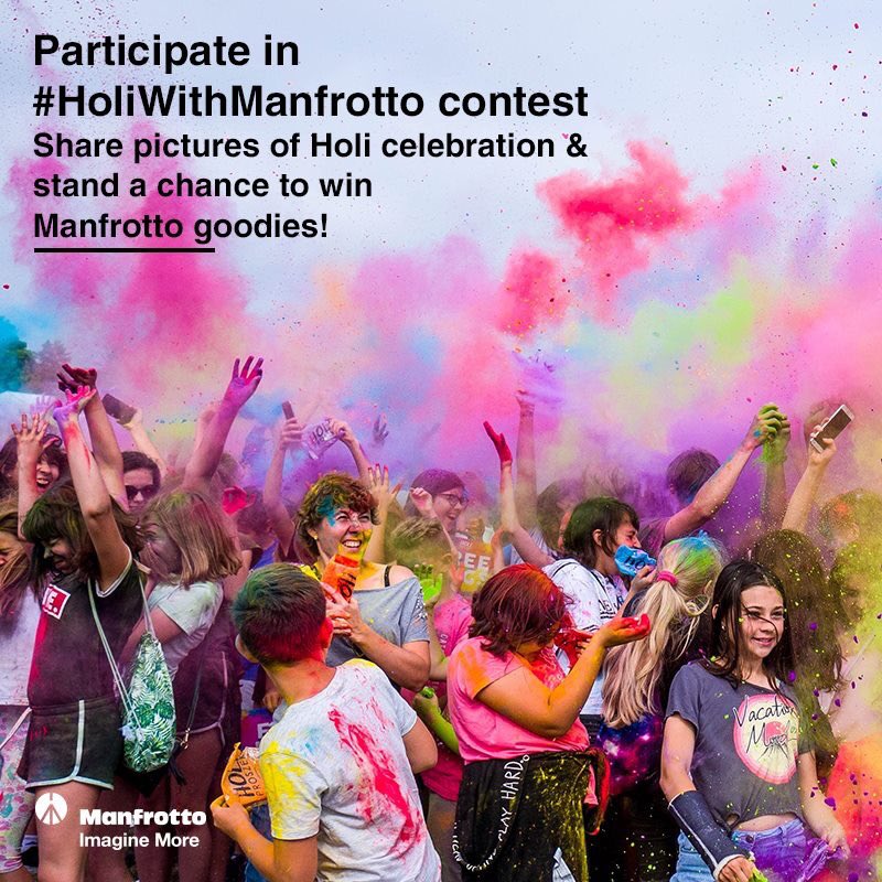 Have you participated yet? #HoliWithManfrotto contest ends on 24th March 2019. Don't miss your chance to win #Manfrotto goodies, participate now! Refer to the #contest Terms & Conditions here bit.ly/2HzU2nD
#ContestAlert #Holi2019