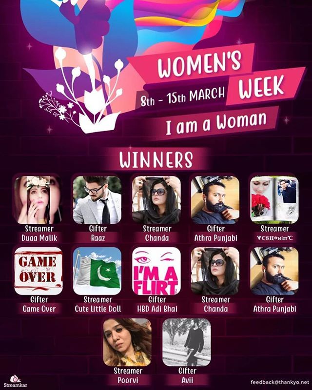 Streamkar_India's tweet photo. DRUMROLLS! 
Presenting you our Women's week winners! Congratulations to all! ❤️❤️
.
.
.
.
#StreamKar #Womensweek  #livestreaming #livestream #fun #streaming #videostreaming #streamers #newfeatures #events #2k19 #2019 #photo #photooftheday #picoftheday #b… https://t.co/DeD8416qD9 https://t.co/sgx3LtLL5J
