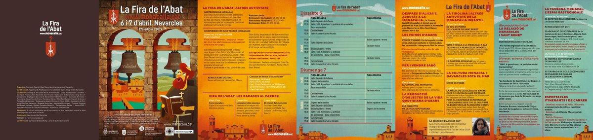 Ens fa il·lusió convidar-vos el cap de setmana 6-7 d'abril a la Monacalia, 
la fira de l'Abat de Navarcles. 
Gràcies per fer retuit i que arribi ben lluny! 😉
 <a href="/firesimercats/">Fires i Mercats</a> <a href="/FiresCatalanes/">Fires Catalanes</a> 
<a href="/bagesturisme/">Bages Turisme</a> <a href="/consellbages/">Consell Comarcal del Bages</a> <a href="/ajnavarcles/">Ajuntament de Navarcles</a>