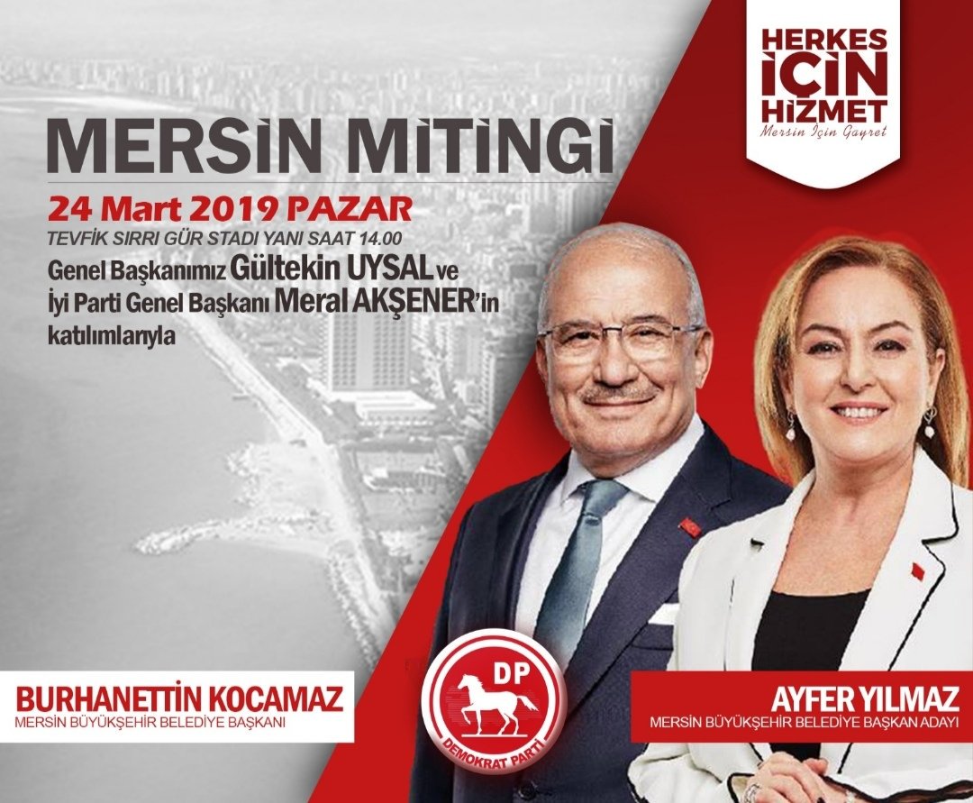 _DemokratParti's tweet photo. Sayın Genel Başkanımız @dpgenelbaskani Gültekin Uysal ve Sayın İyi Parti Genel Başkanı @meral_aksener Meral Akşener'in katılımlarıyla...

📅24 Mart Pazar
🕑SAAT 14.00
BÜYÜK MERSİN MİTİNGİ

#mahkumdeğilsindemokratpartivar
#MersinİyiOlacak https://t.co/kijg5z0VeD