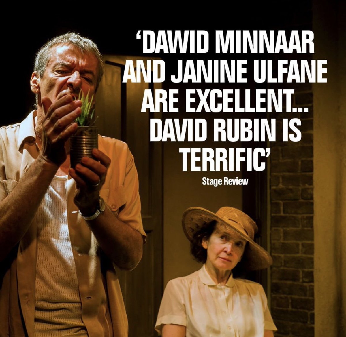 LessonFromAloes's tweet image. “Dawid Minnaar and Janine Ulfane are excellent... David Rubin is terrific” says Stage Review on @LessonFromAloes at @finborough, despite being sold out it is worth checking the box office one hour prior to the performance for returns, return policy info: finboroughtheatre.co.uk/returns-policy…