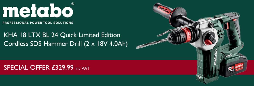 Metabo KHA 18 LTX BL 24 Quick Limited Edition Cordless SDS Hammer Drill (2 x 18V 4.0Ah Batteries) £329.99 inc VAT mtmc.co.uk/Power-Tools/Br…