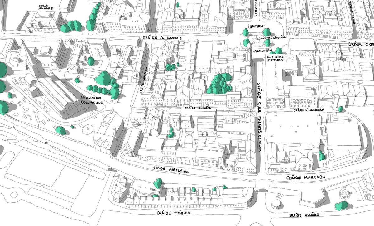 beoigh's tweet photo. UIMHIR 050 - Léarscáil Dóire 1 - 50th drawing. This is a 3D map of the walled city area of the city and some close ups. #Doire #Derry #seachtainnagaeilge #art #gaeilge #walledcity #londonderry #céadáit #7gates #sráideanna #gaeltacht https://t.co/fTL6yIWHKQ