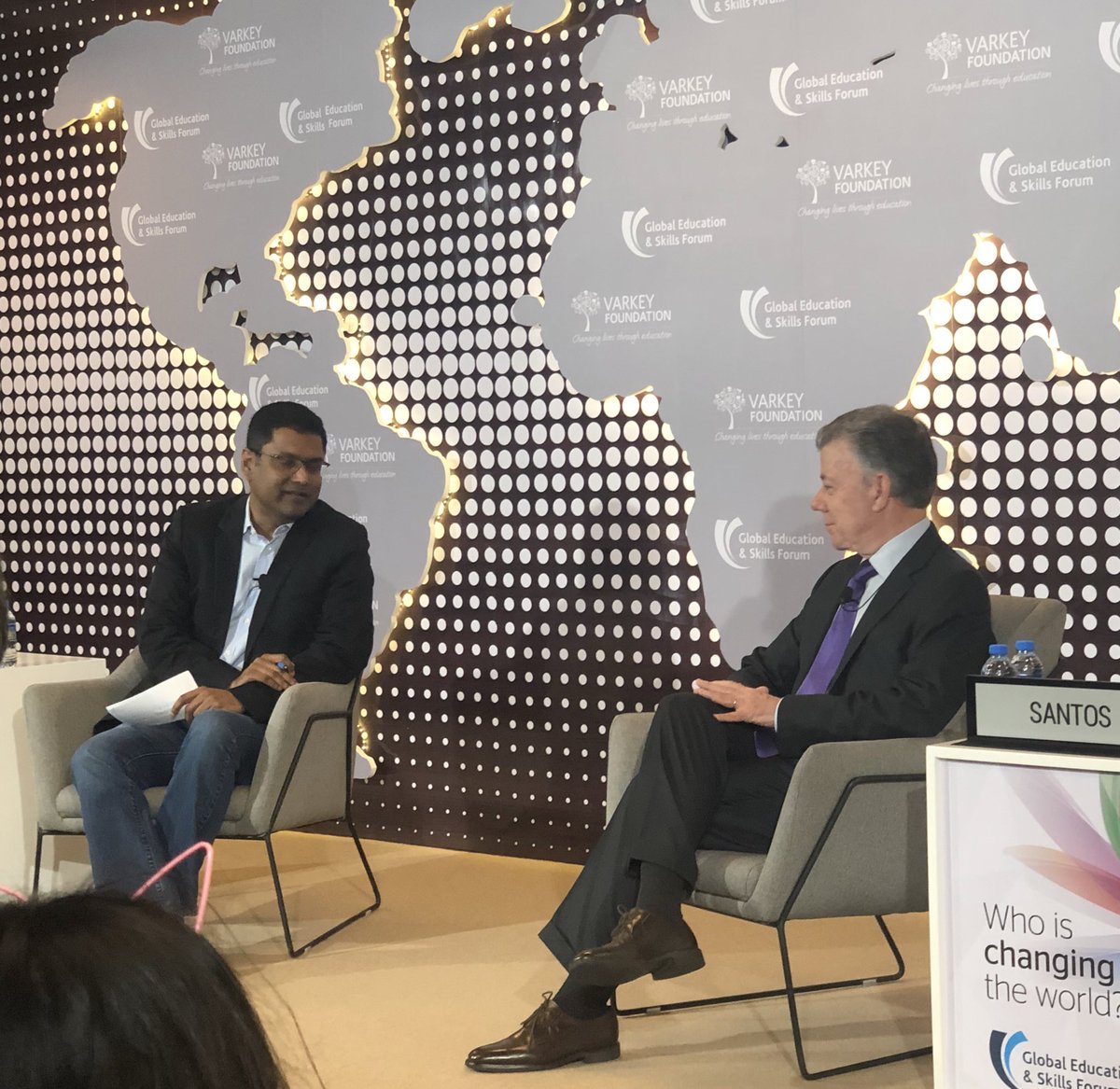 GRadojkovich's tweet photo. Ex-President of Columbia and Noble Peace Prize winner, Juan Manuel Santos, echoes @sunnyvarkey_ focus on the importance of education, while sharing his story @GESForum #GSEF #GESF2019 #GESForum https://t.co/WeMoPJMEjz