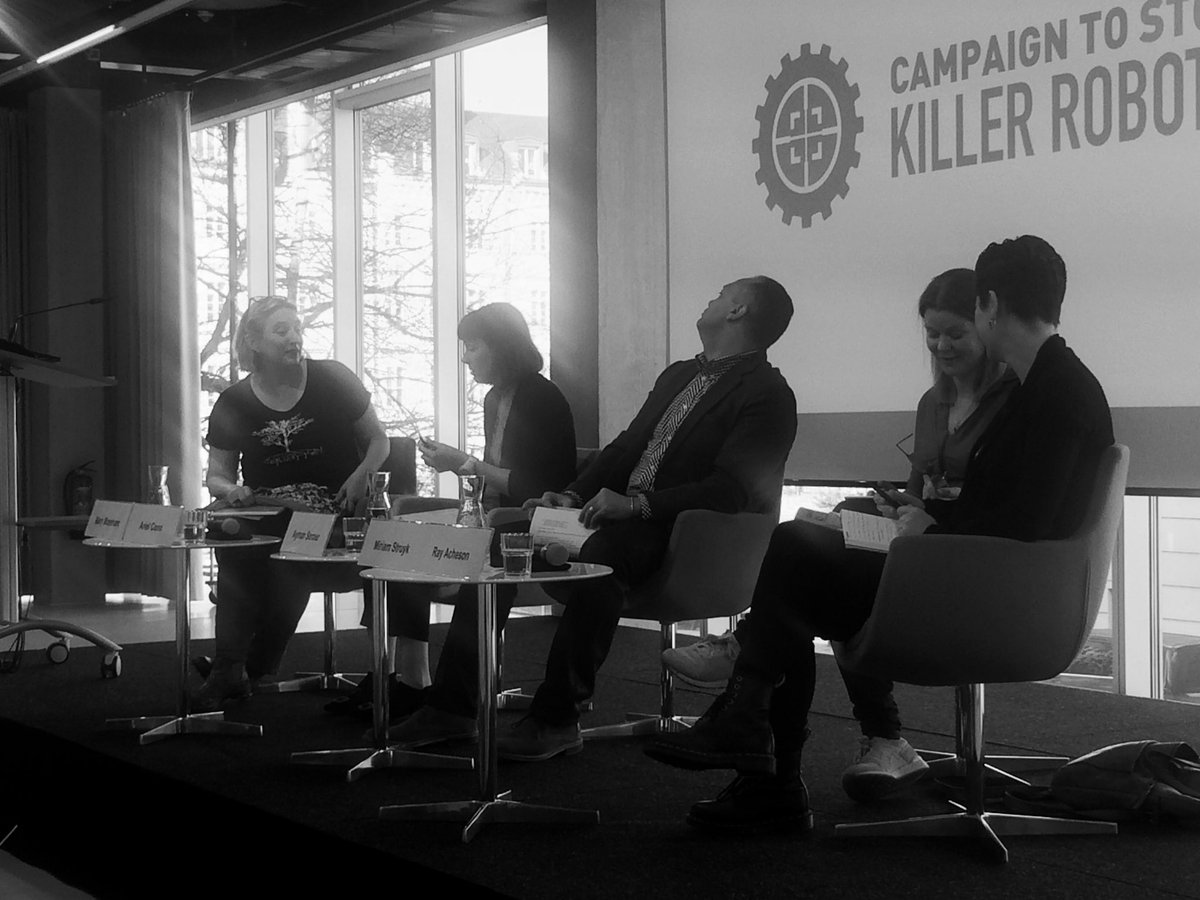 brankamarijan's tweet image. Day 2 of #KillerRobotsGer so great to see a panel of thoughtful, interesting women discussing disarmament strategies. Really inspiring and reassuring.