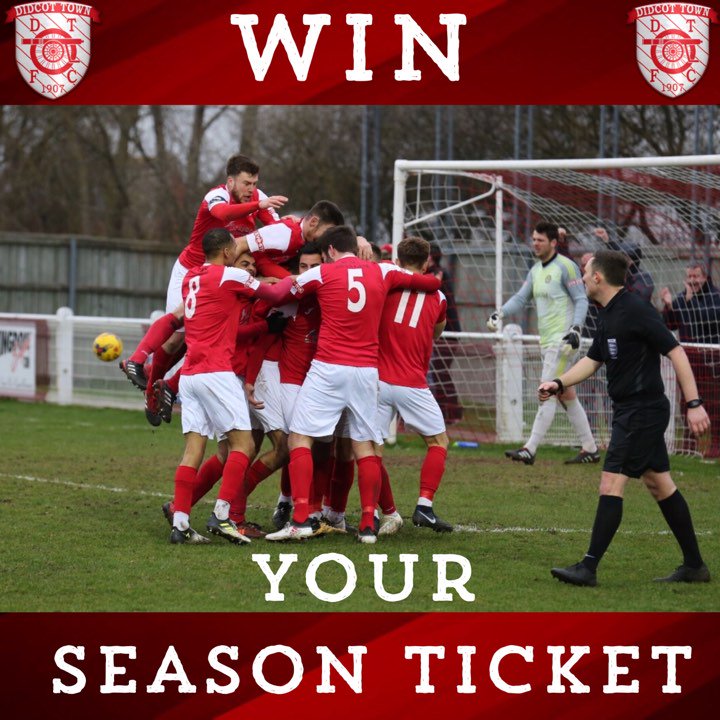 DidcotTownFC's tweet image. WIN YOUR DTFC 19/20 SEASON TICKET!

All you have to do is...
1. Follow us on Twitter
2. Retweet this post

Competition ends on Saturday 1st June. To double your chance of winning, head over to our Facebook page!

More Infomation &amp;gt; bit.ly/DTFCST1920

#upthediddy