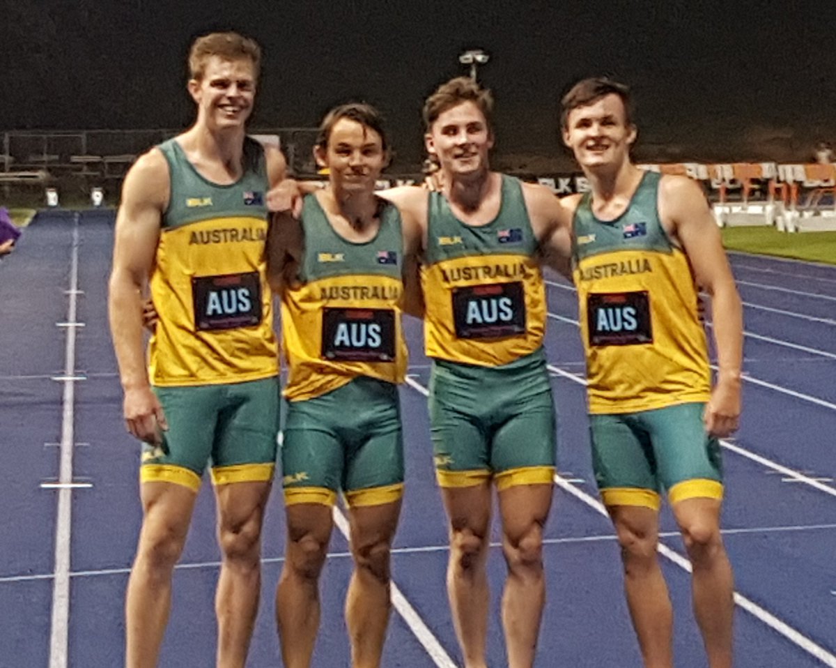 Men's 4x100m team very impressive with a 38.83 winning time - just outside their 38.58 at <a href="/gc2018/">高程</a> <a href="/AlexHartmannAUS/">Alex Hartmann</a> <a href="/JackHale98/">MighTee</a> <a href="/Rohan_Browning/">Rohan Browning</a> Jake Doran

<a href="/Coles/">Coles Supermarkets</a> <a href="/BLK_SPORT/">BLK Global</a>