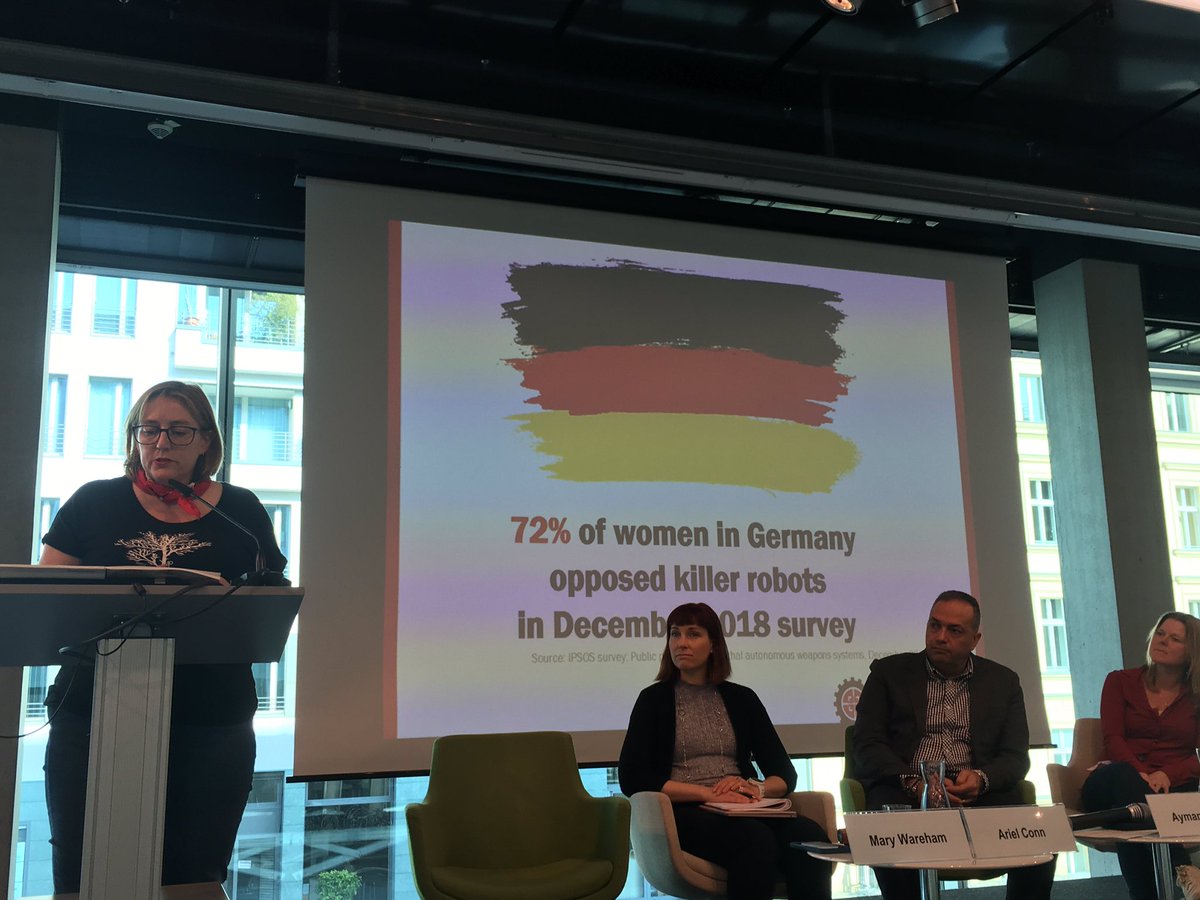 SKR_espana's tweet image. En Alemania el 72% de las mujeres se oponen a los Killer Robots #KillerRobotsGer