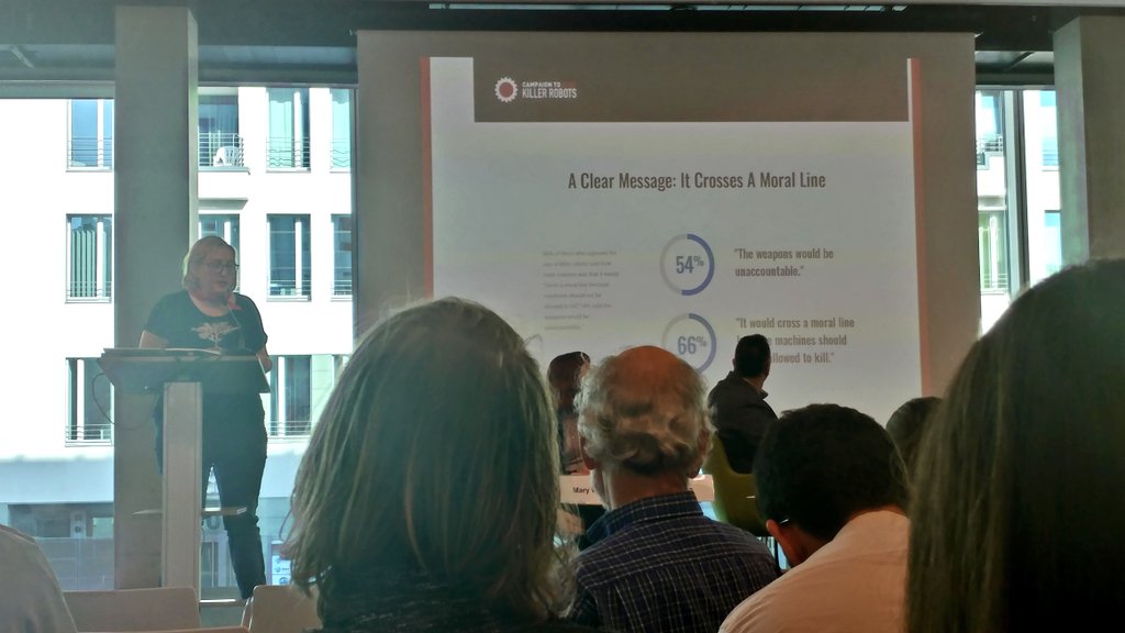 anna_ikeda's tweet image. How can we demonstrate public support for banning #KillerRobots? ✋💀🤖 @BanKillerRobots @marywareham talks about the @ipsos poll conducted in 2018. 72% of women in #Germany 🇩🇪 opposed killer robots. #killerrobotsGer
