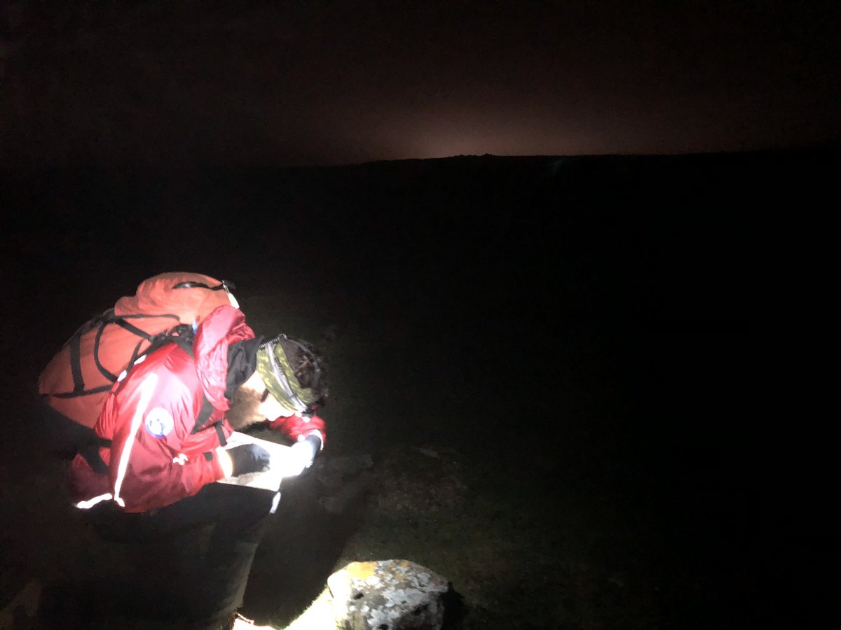 CBMRT's tweet photo. A Friday evening of night navigation assessments going on last night. An area of @BreconBeaconsNP with very few features other than sink holes, needing compass bearings, pacings, timings #MicroNav @OrdnanceSurvey #mist #lowcloud #darkness https://t.co/cRksb0DMe3