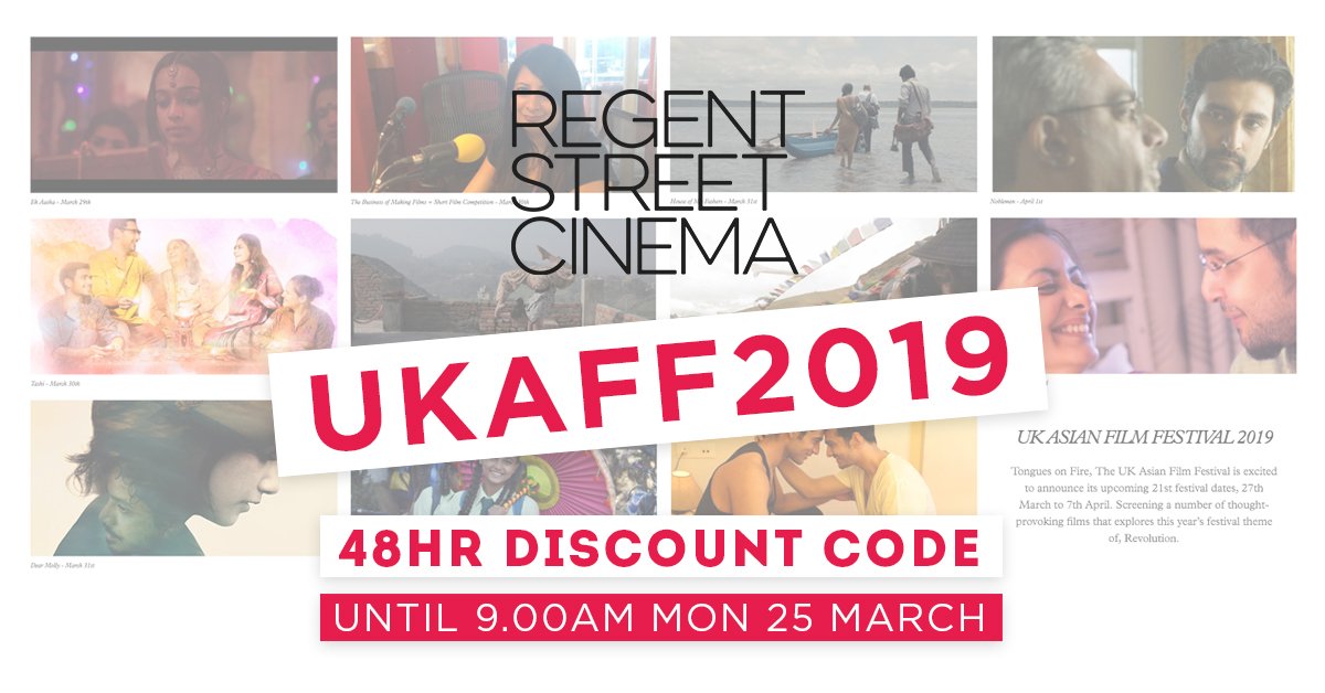 ukasianfilmfest's tweet photo. π€©π€ΈββοΈ#SpecialOffer π₯³π€ΈββοΈFrom NOW UNTIL 9AM MON 25 MARCH youβll be able to purchase tickets for ALL UK Asian Film Festival screenings at @RegentStCinema at a hugely discounted rate using #DiscountCode: UKAFF2019 at checkout BOOK NOW: https://t.co/QIbMdJtIbk #discountoffer https://t.co/DTA1pZyWoK