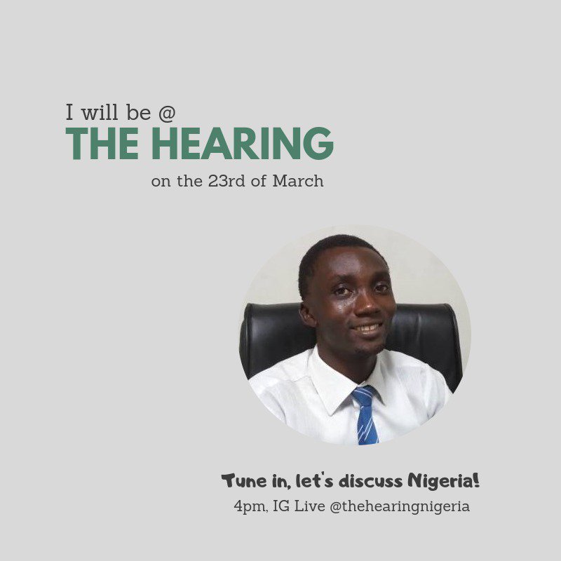 TheHearingNG's tweet photo. What can we do differently this time that can change the narrative of the present day Nigeria?
Tune in on IG @thehearingnigeria by 4pm to watch Victor, Olawale, Omolade, Seyi and 46 others discuss! https://t.co/JqJgUJkTCJ