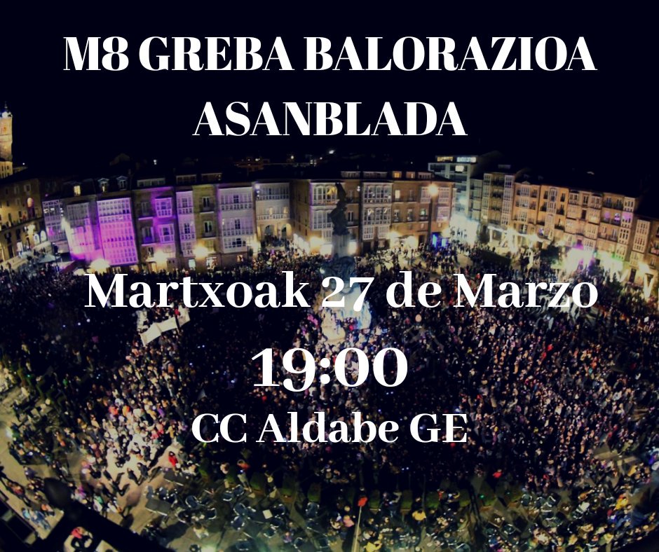 m8gasteiz's tweet photo. Aupa neskak*!
Martxoaren 8tik aste batzuk pasa eta gero balorazio asanblada bat egiteko momentua iritsi zaigu! 

Martxoak 27 asteazkena arratsaldeko 19:00etan Aldabe Gizarte Etxean!

GORA BORROKA FEMINISTA 😈 https://t.co/QzkWu6lm7k