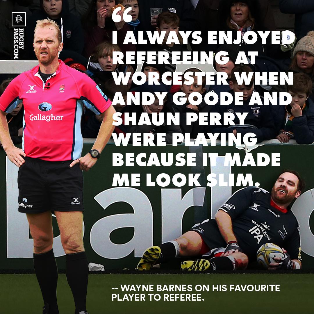RugbyPass's tweet photo. Wayne Barnes was asked recently who his favourite player to referee was... 😂🤣 https://t.co/YN6hX9muJB