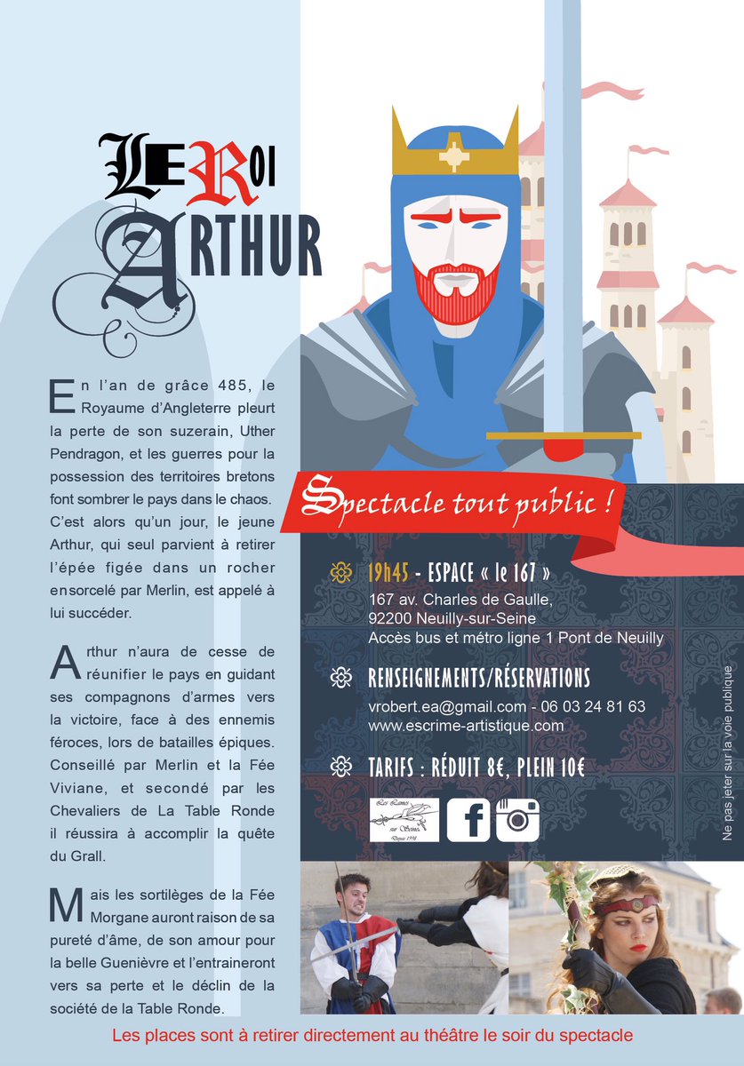 LamesSurSeine's tweet photo. Ce soir, au #theatredeneuilly, nous jouons la légende du #roiarthur. Venez nombreux. #escrimeartistique #escrimedespectacle #duel @LamesSurSeine https://t.co/8lpGi5GaKr